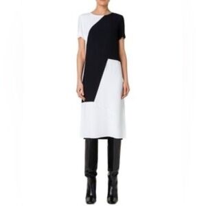 AKRIS PUNTO Color Block Dress - Black and White W O Ring Back Zipper